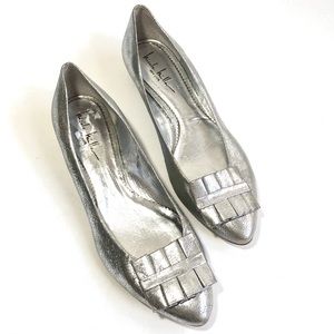 Nicole Miller silver wedge/flat dress shoes
